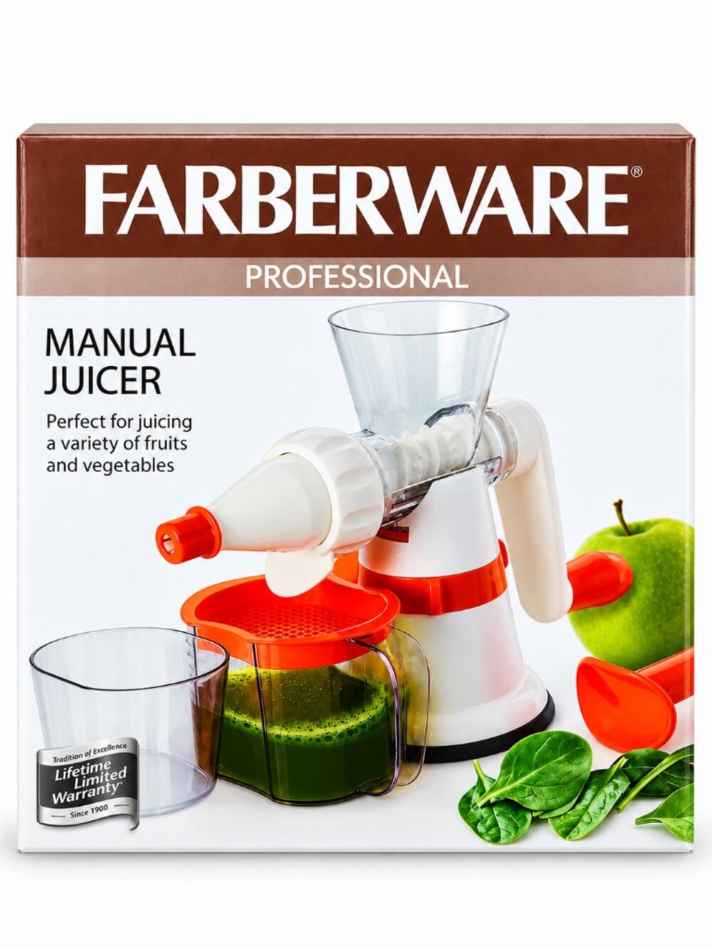 Farberware Manual Juicer Hand Crank Citrus Fruit Vegetables Wheatgrass Press NIB